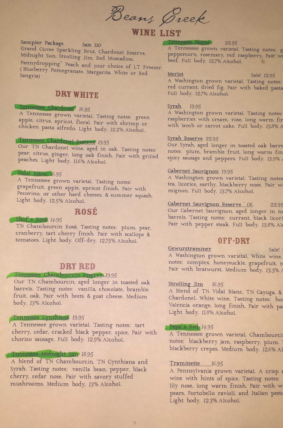 The Beans Creek Winery